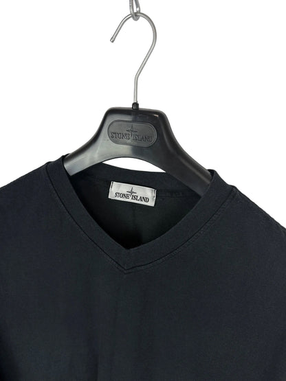 T-shirt a maniche lunghe nera con scollo a V Stone Island - Taglia XXL