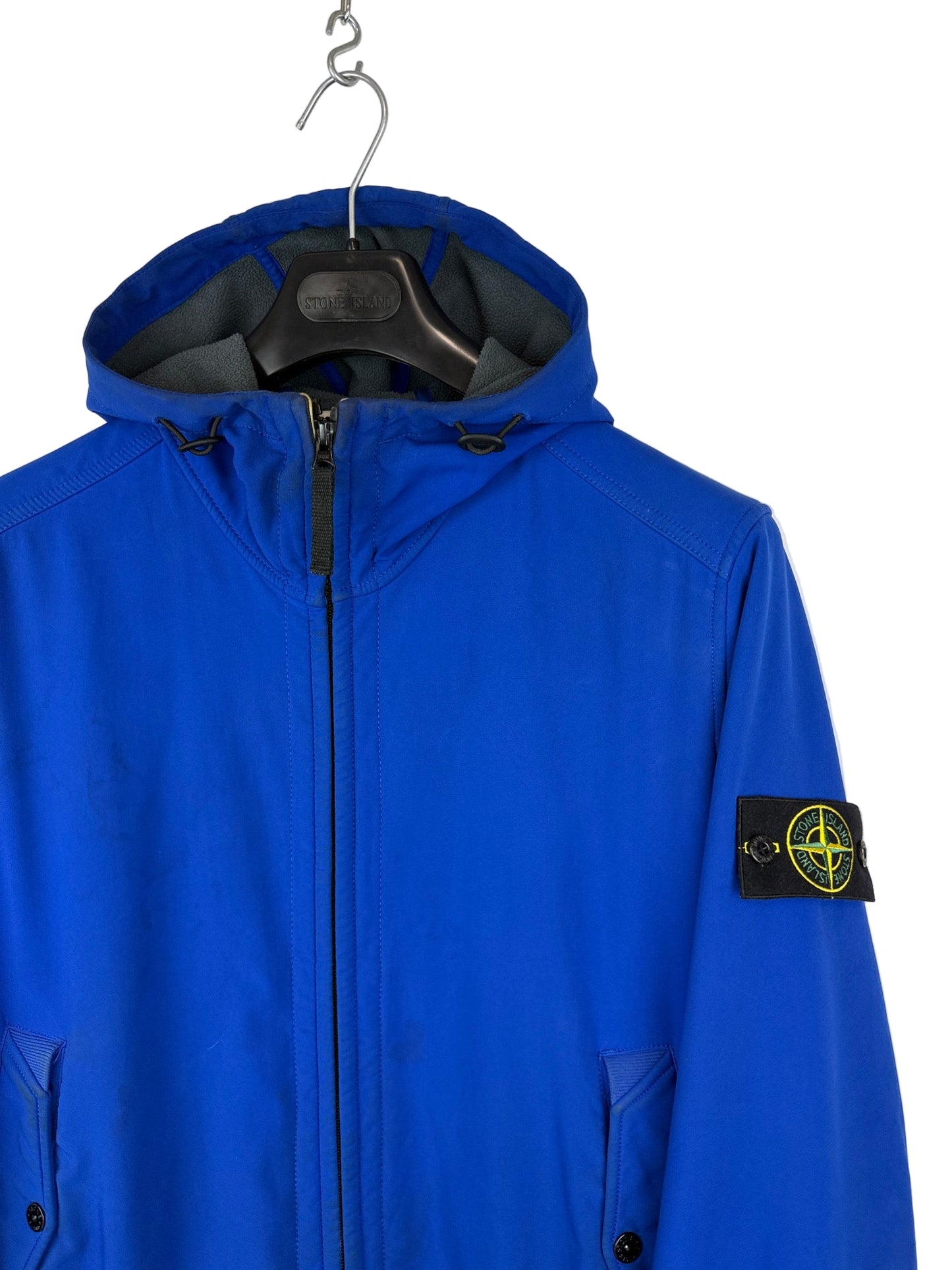 Giacca Soft Shell-R blu con zip e cappuccio Stone Island - Taglia XL