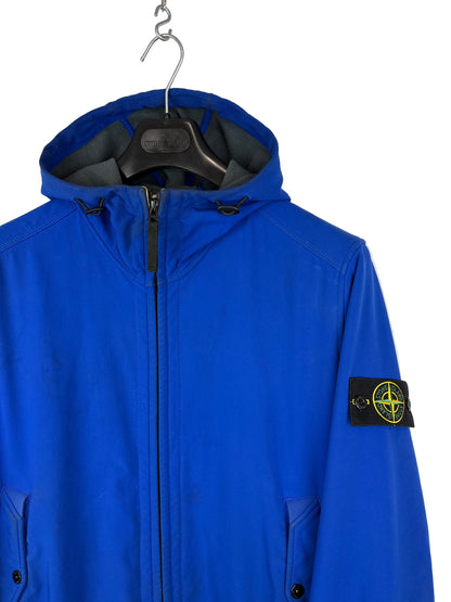 Giacca Soft Shell-R blu con zip e cappuccio Stone Island - Taglia XL