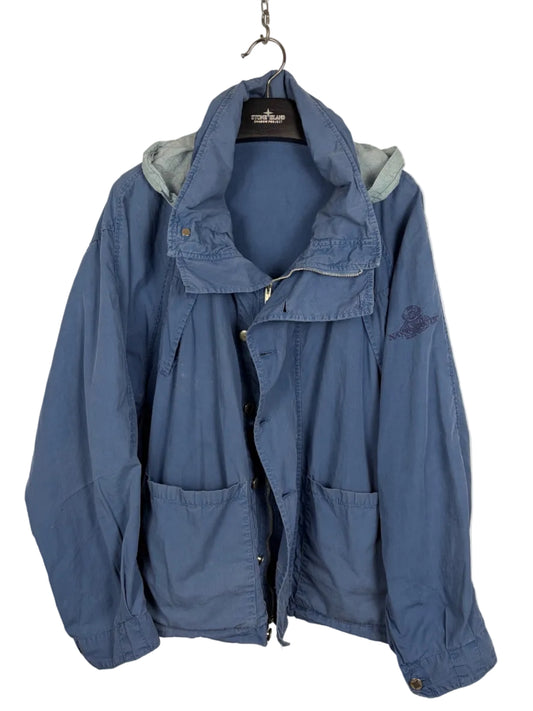Giacca blu con chiusura zip e bottoni e cappuccio Boneville - Taglia XL