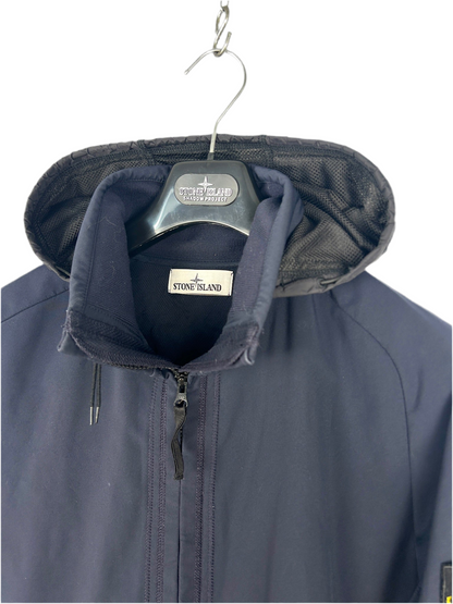 Giacca Light Soft Shell-R blu navy con zip e cappuccio Stone Island - Taglia M