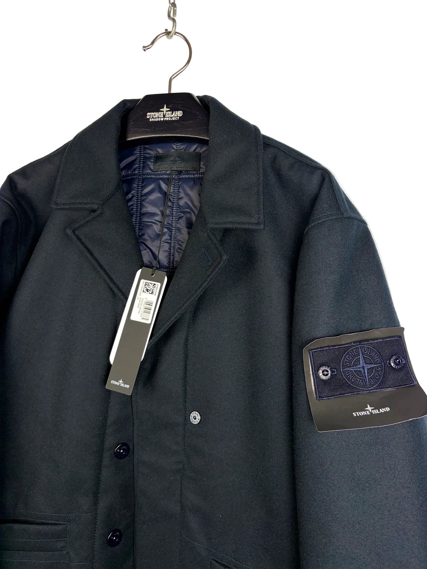 Giacca blu navy Ghost Piece Performance Flannel Capo Campionario Stone Island (nuova con cartellino) - Taglia L