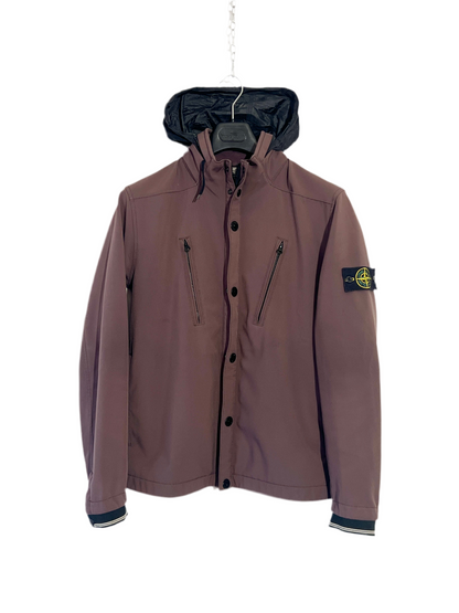 Giacca Soft Shell-R viola con zip e cappuccio a scomparsa Stone Island - Taglia M
