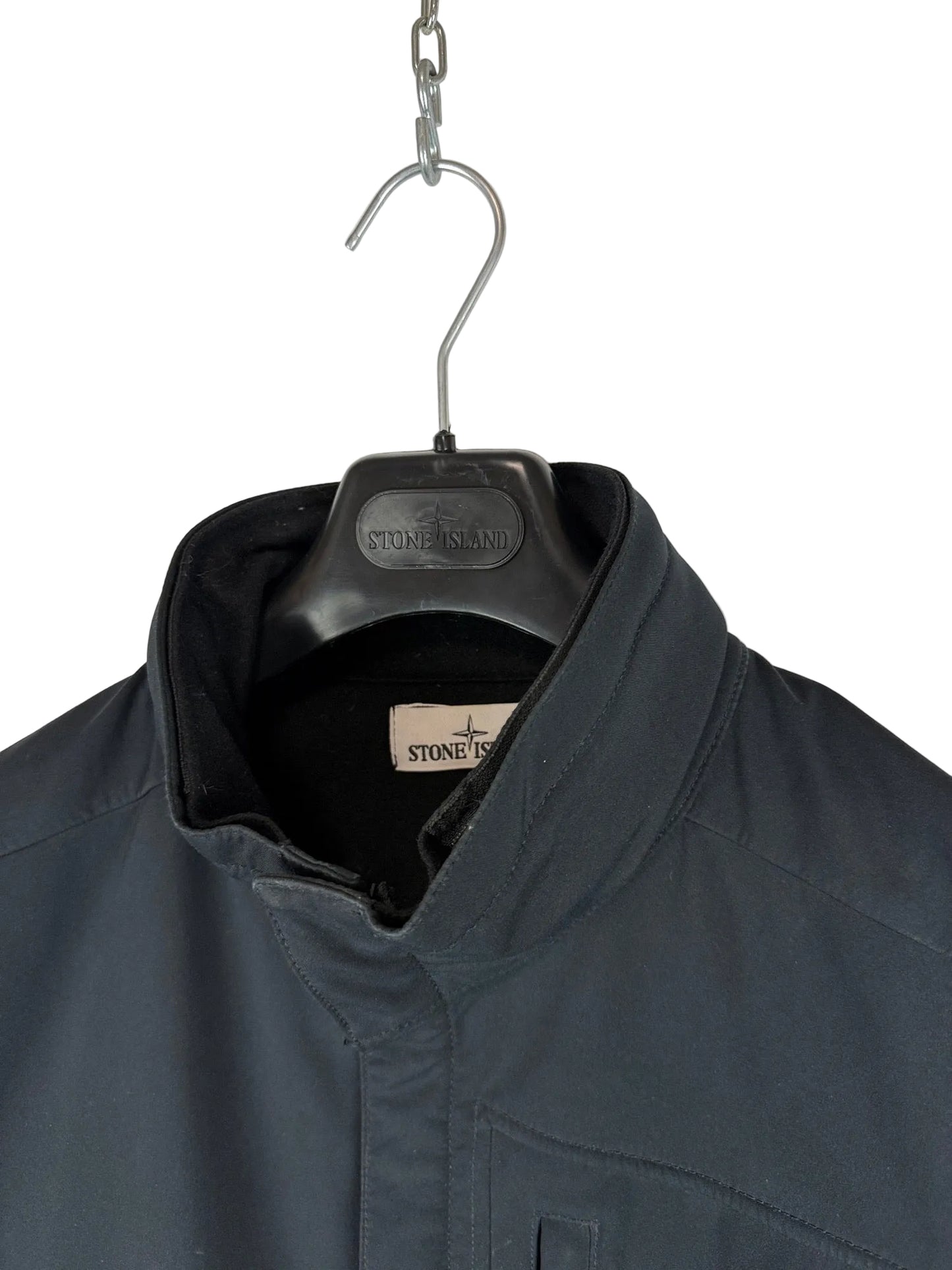 Giacca Soft Shell-R nera con zip e cappuccio Stone Island - Taglia M