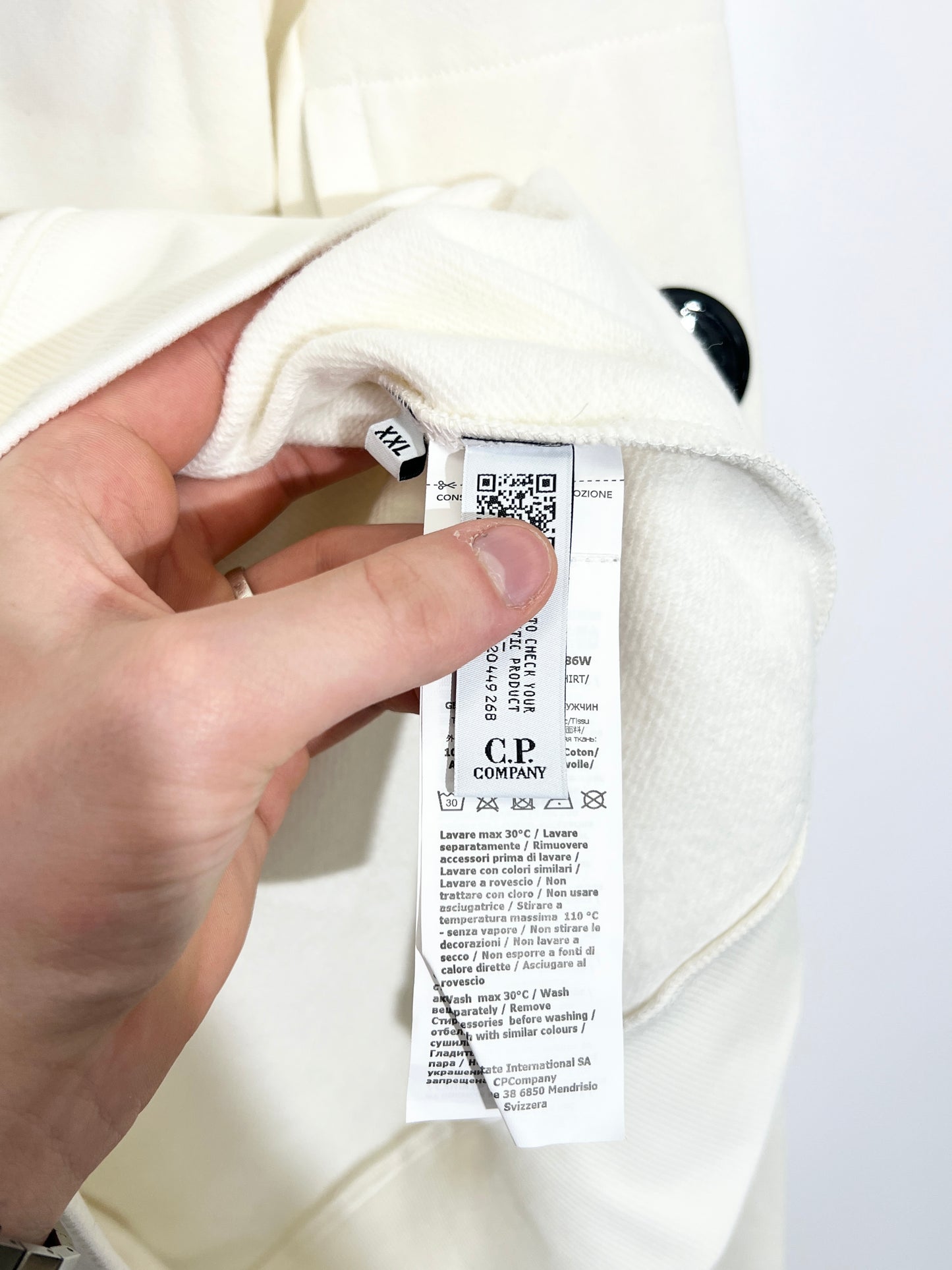 Felpa bianca con cappuccio C.P. Company (nuova con cartellino) - Taglia XXL