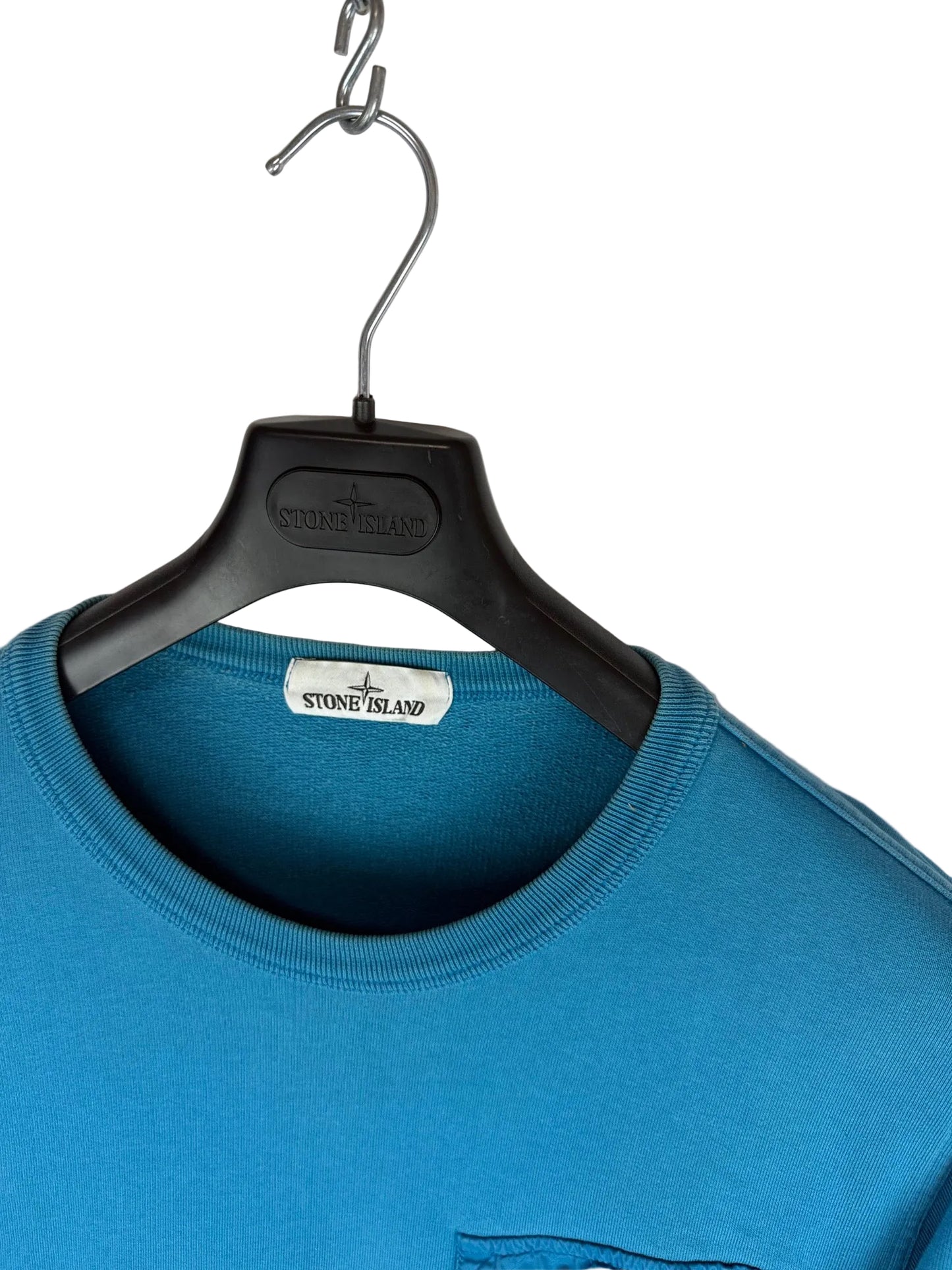 Felpa azzurra blu con taschino sul petto Stone Island - Taglia M