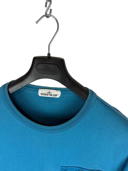 Felpa azzurra blu con taschino sul petto Stone Island - Taglia M