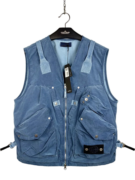 Giacca smanicato blu Denim Research Capo Campionario Stone Island (nuovo con cartellino) - Taglia L