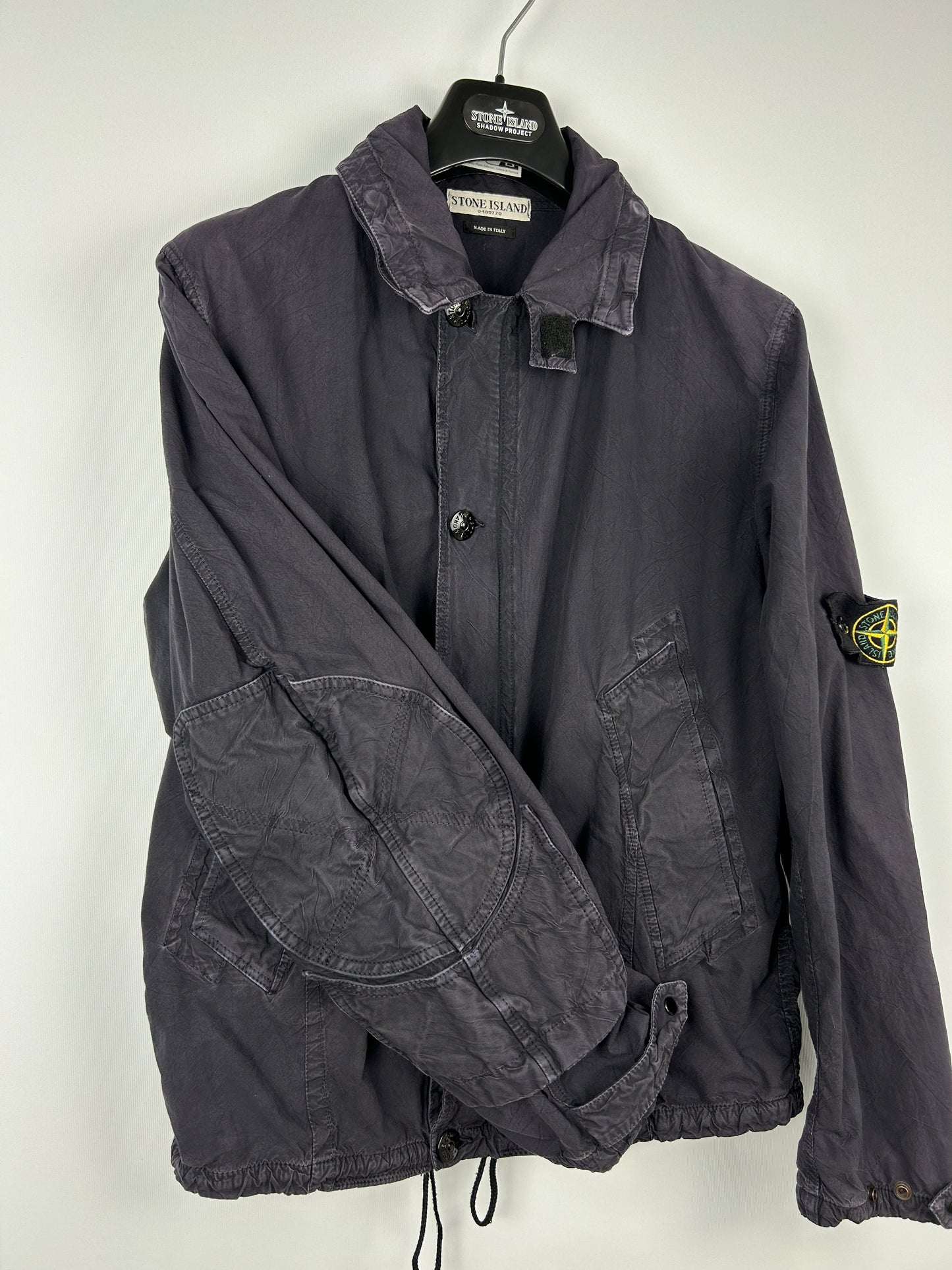 Giacca blu navy vintage Paul Harvey Stone Island con toppa sui gomiti - Taglia M