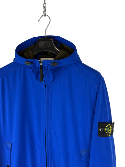 Giacca Light Soft Shell-R blu con zip e cappuccio Stone Island - Taglia XXL