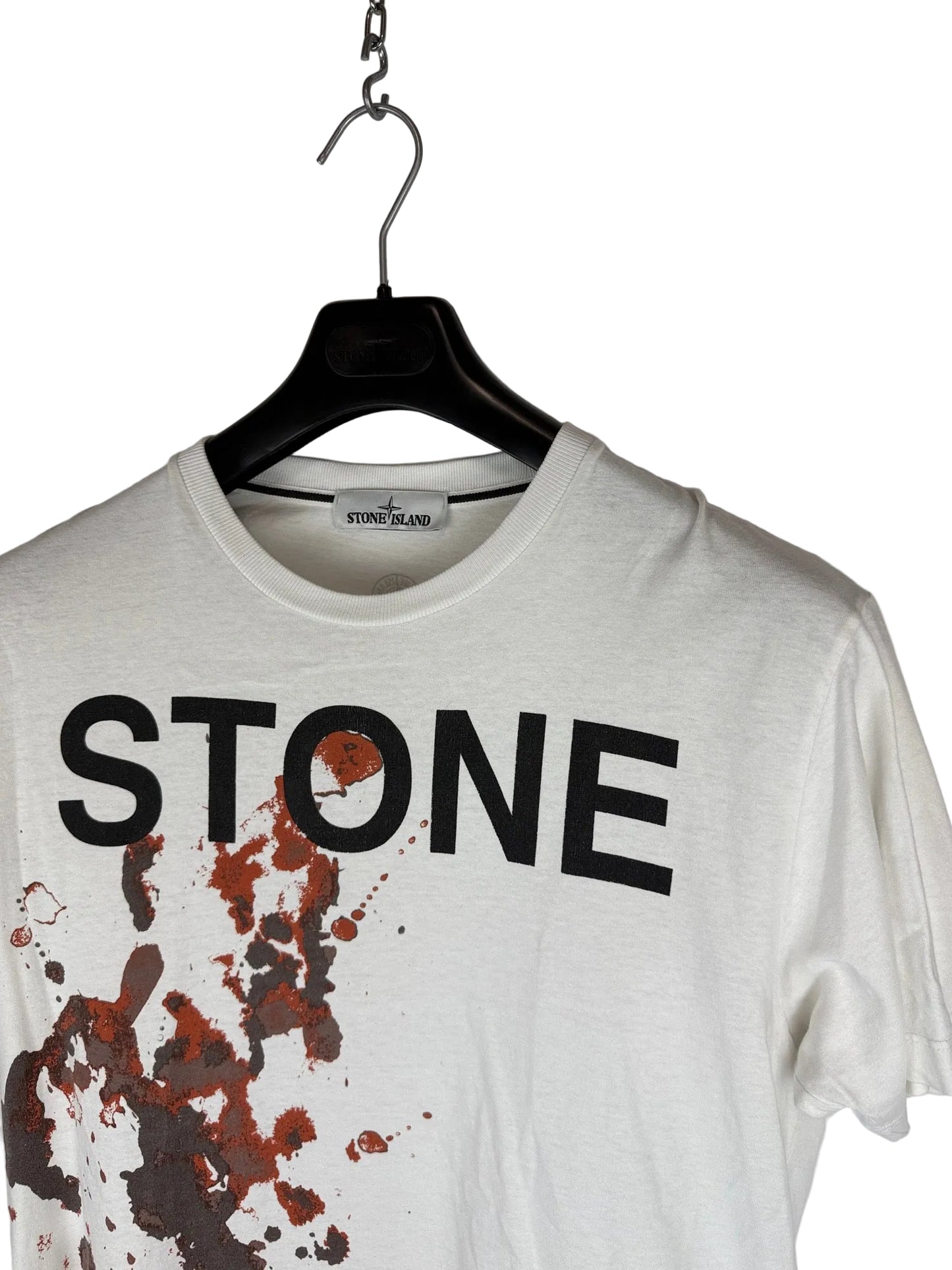 T-shirt bianca con stampa Stone Island - Taglia M