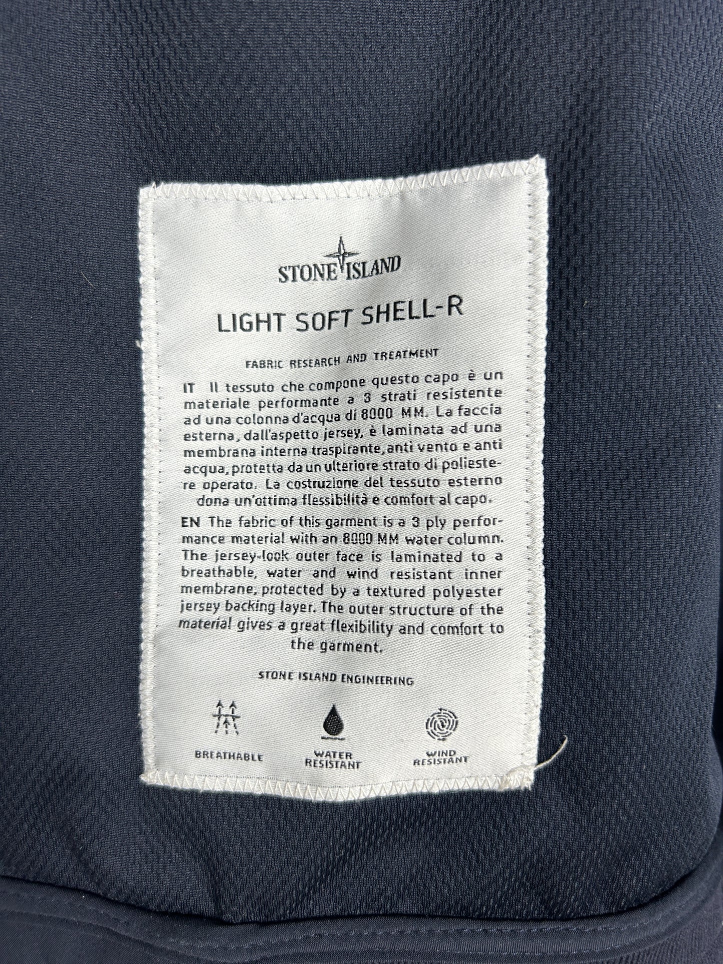 Giacca Light Soft Shell-R blu navy con zip e cappuccio Stone Island - Taglia XL