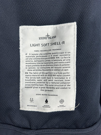 Giacca Light Soft Shell-R blu navy con zip e cappuccio Stone Island - Taglia XL