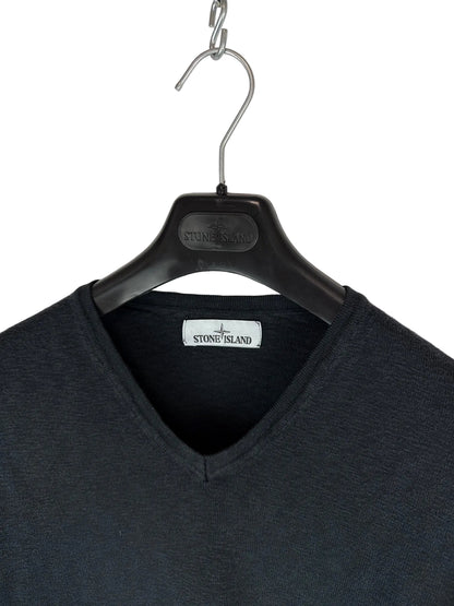 Maglione nero con scollo a V Stone Island - Taglia L