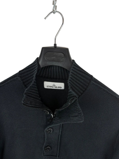 Maglione nero con 1/4 zip e bottoni Stone Island - Taglia L