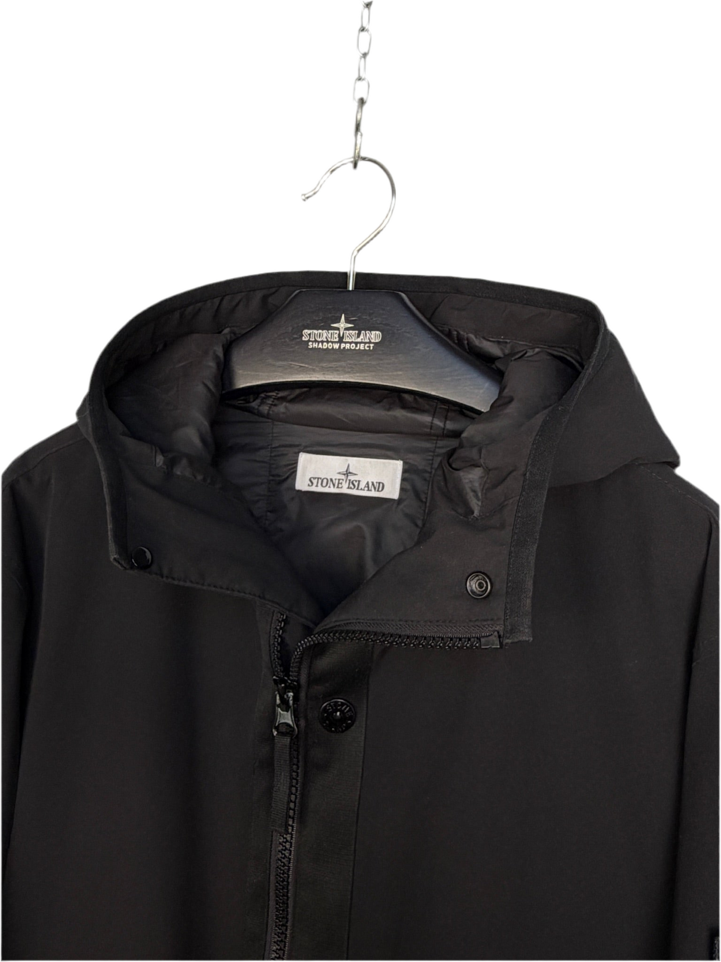 Giacca Soft Shell-R e.dye Technology in Primaloft nera con zip e cappuccio Stone Island - Taglia L