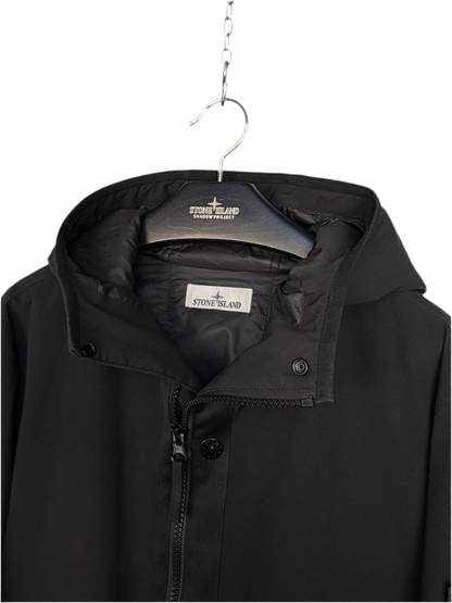 Giacca Soft Shell-R e.dye Technology in Primaloft nera con zip e cappuccio Stone Island - Taglia L