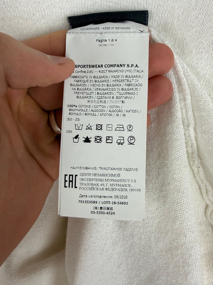 Maglione bianco con strisce sui polsini Stone Island - Taglia XL