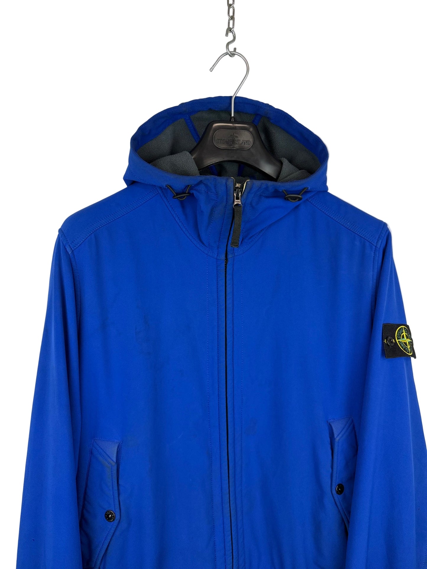Giacca Soft Shell-R blu con zip e cappuccio Stone Island - Taglia XL