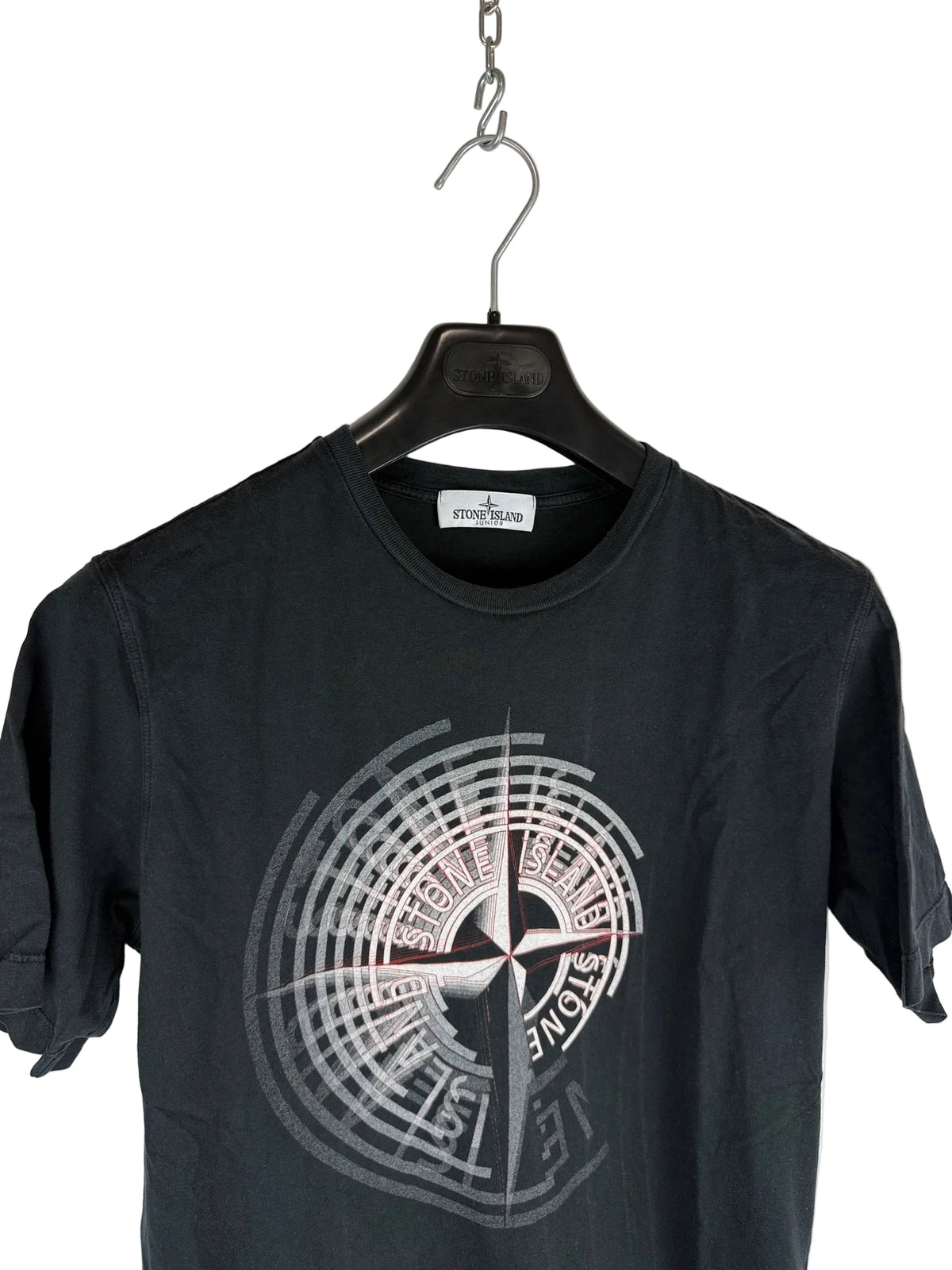 Black Stone Island Print T-Shirt - Junior Size (14 Years, 170cm)