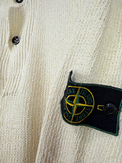 Maglione bianco-panna Vintage con Green Edge Badge Stone Island - Taglia L
