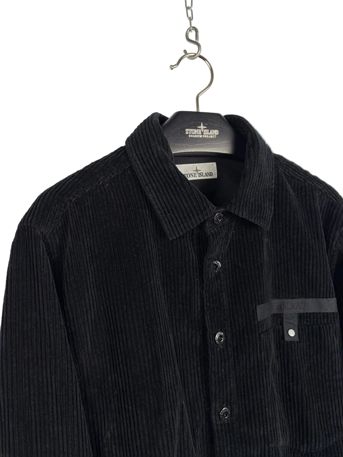 Black corduroy overshirt with zip closure - Stone Island - Size L