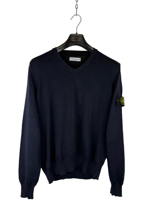 Maglione blu navy con scollo a V Stone Island - Taglia L