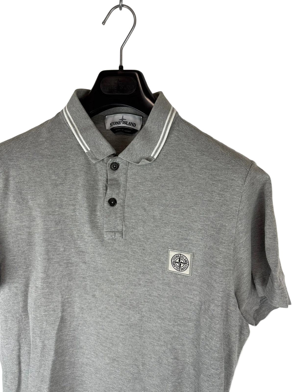 Stone Island Short-Sleeve Grey Polo Shirt - Size L