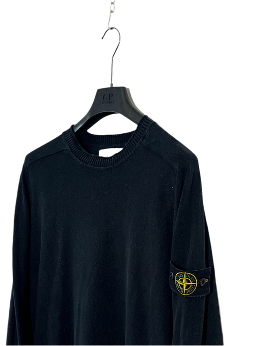 Maglione nero con strisce sui polsini Stone Island - Taglia M