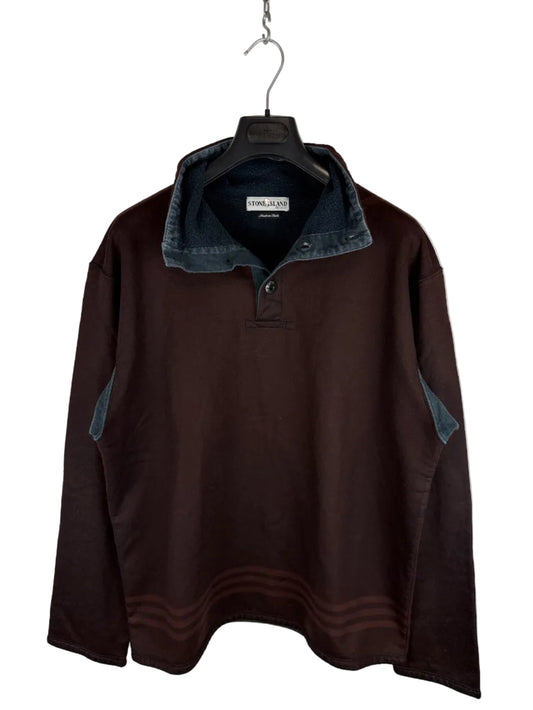 Felpa marrone con cappuccio e bottoni Vintage Stone Island - Taglia XL