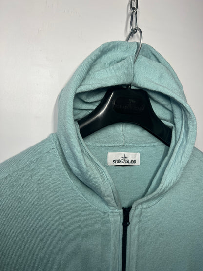 Felpa turchese con zip e cappuccio Stone Island - Taglia L
