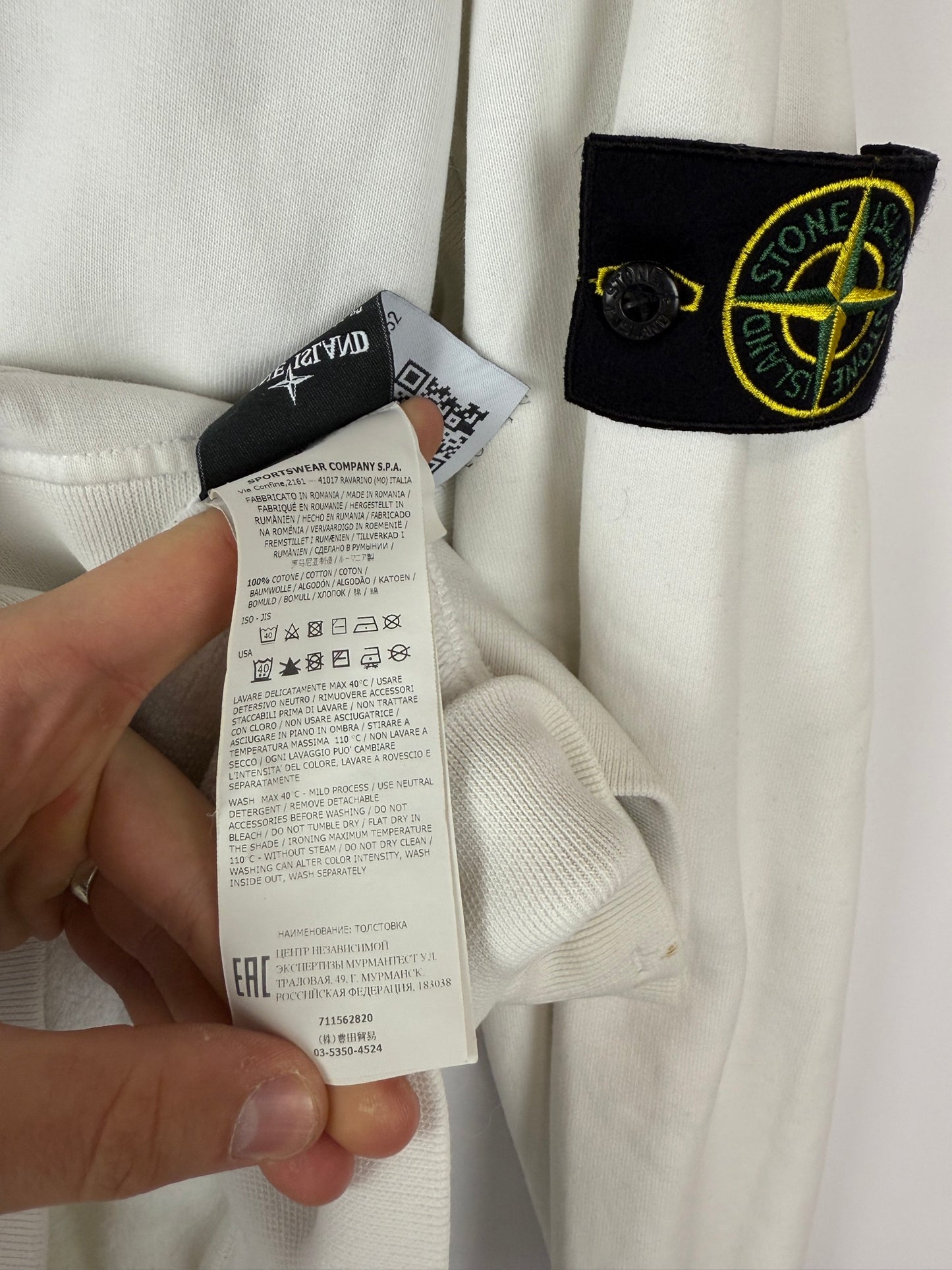 Felpa bianca con cappuccio Stone Island - Taglia XL