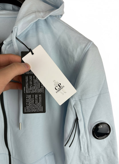 Felpa con zip e cappuccio azzurra C.P. Company (nuova con cartellino) - Taglia S