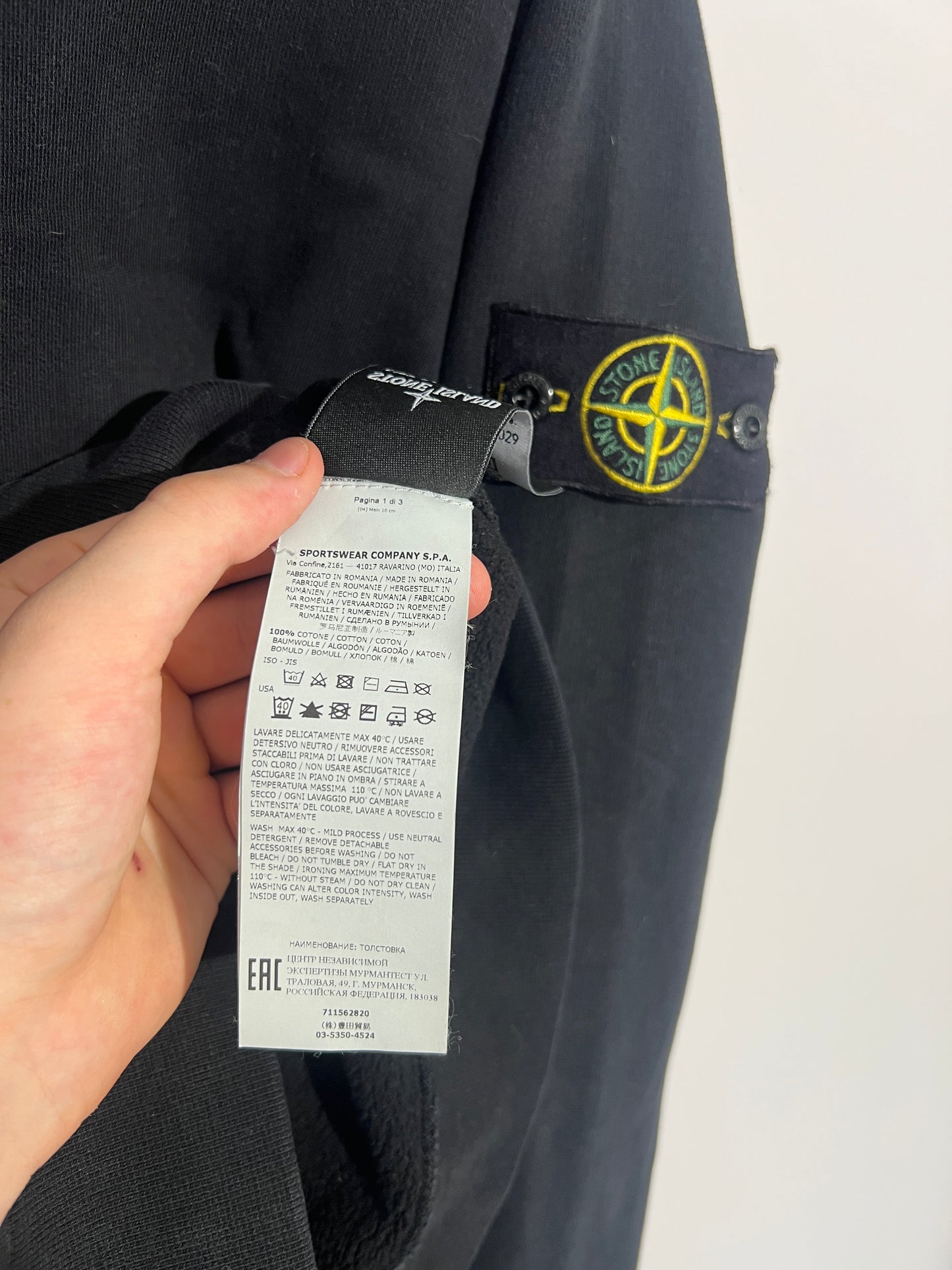 Felpa nera con cappuccio Stone Island - Taglia L