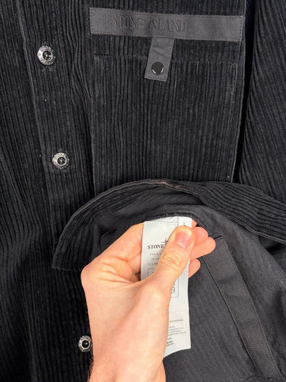 Black corduroy overshirt with zip closure - Stone Island - Size L