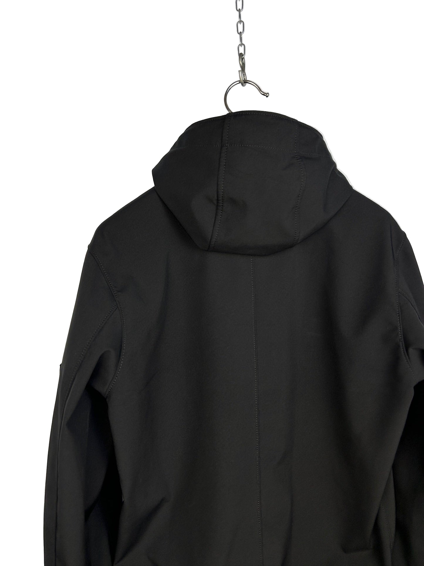 Giacca Light Soft Shell-R nero con zip e cappuccio Stone Island - Taglia M