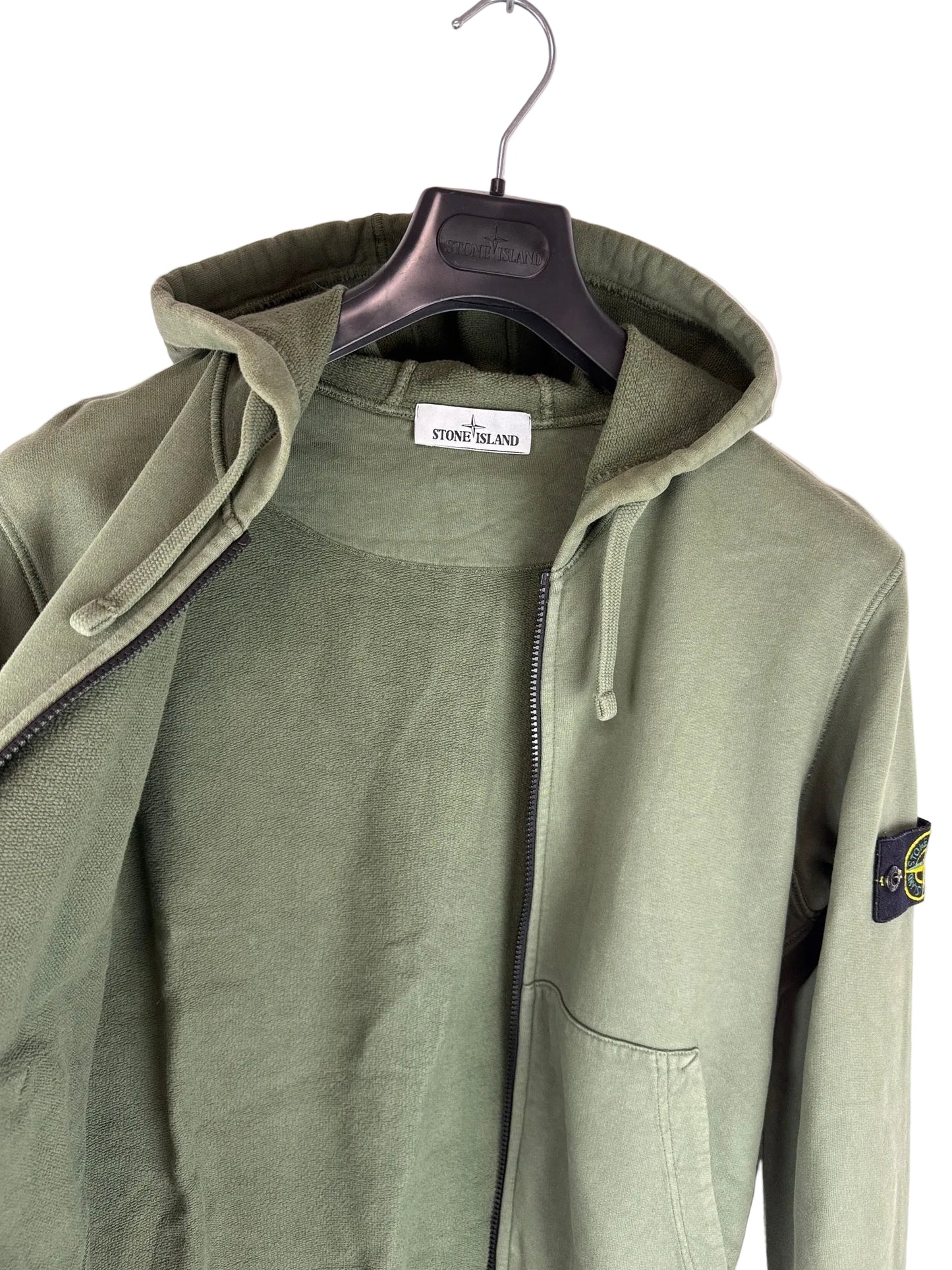 Felpa verde con zip e cappuccio Stone Island - Taglia S