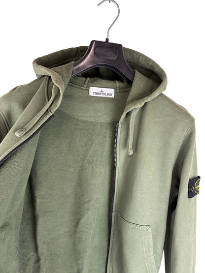 Felpa verde con zip e cappuccio Stone Island - Taglia S