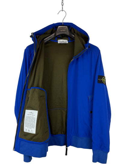 Giacca Light Soft Shell-R blu con zip e cappuccio Stone Island - Taglia XXL