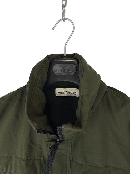 Giacca Soft Shell-R verde con zip e cappuccio a scomparsa Stone Island - Taglia M