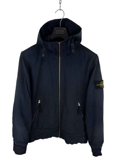 Giacca Light Soft Shell-R blu navy con zip e cappuccio Stone Island - Taglia L