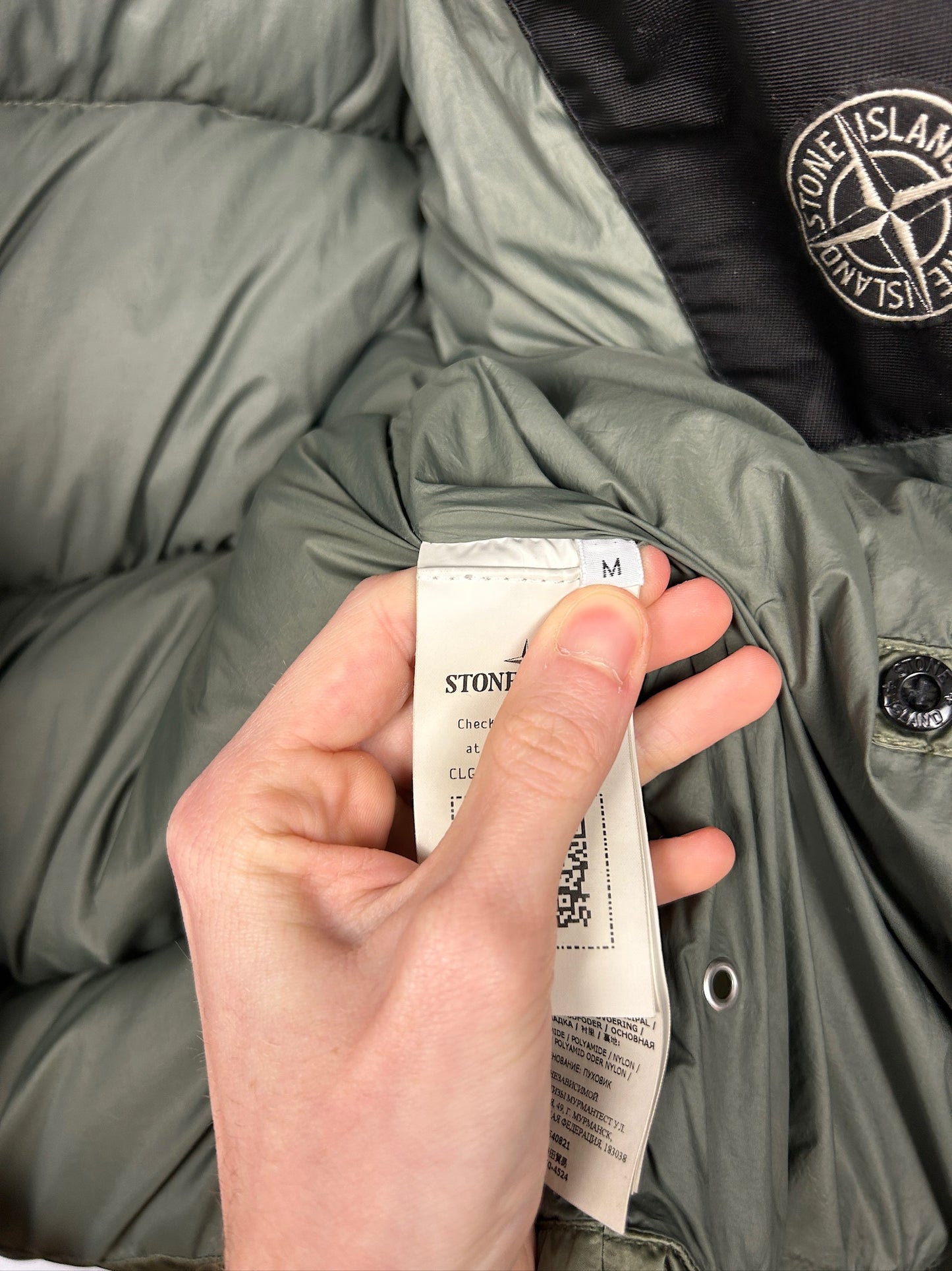 Giacca Nylon Raso Down-TC verde Stone Island - Taglia M