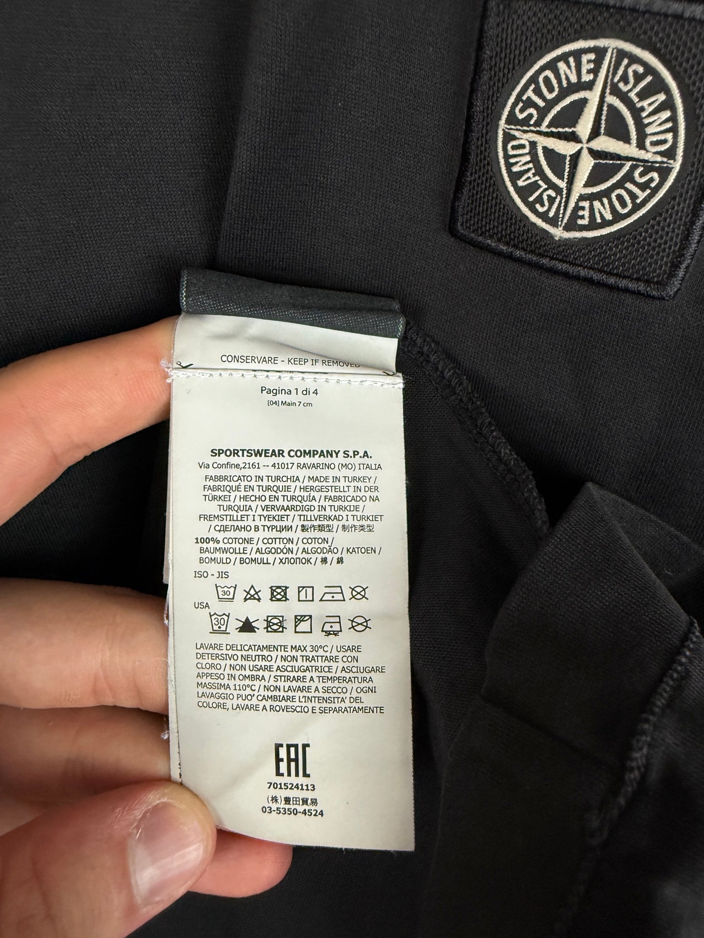 T-shirt nera Stone Island - Taglia L