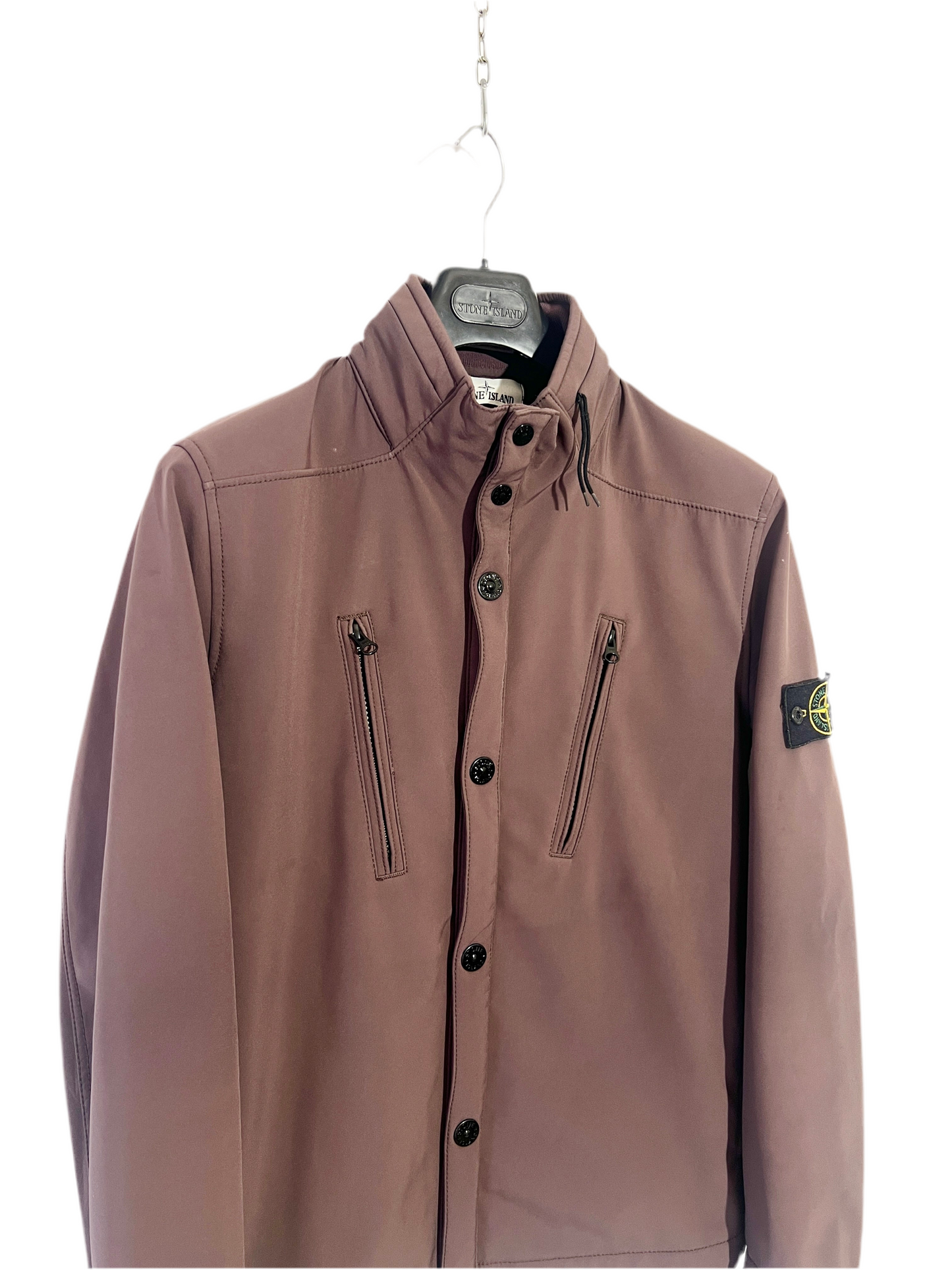 Giacca Soft Shell-R viola con zip e cappuccio a scomparsa Stone Island - Taglia M