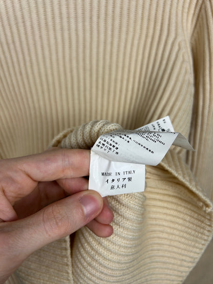 Maglione dolcevita avorio in lana a coste Vintage Stone Island - Taglia M