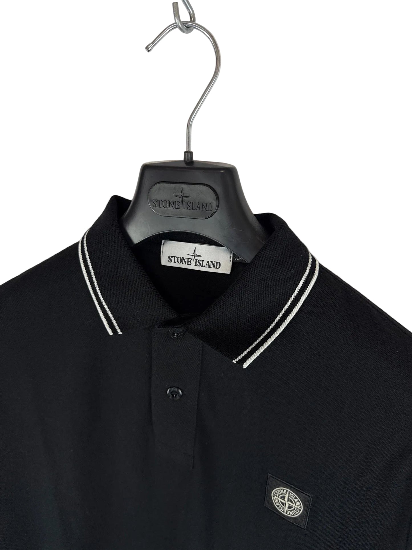 Polo nera a maniche lunghe Stone Island - Taglia L