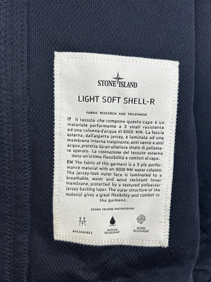 Giacca Light Soft Shell-R blu navy con zip e cappuccio Stone Island - Taglia M