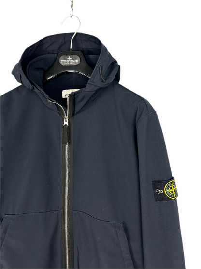 Giacca Light Soft Shell-R blu navy con zip e cappuccio Stone Island - Taglia XL