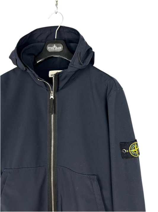 Giacca Light Soft Shell-R blu navy con zip e cappuccio Stone Island - Taglia XL
