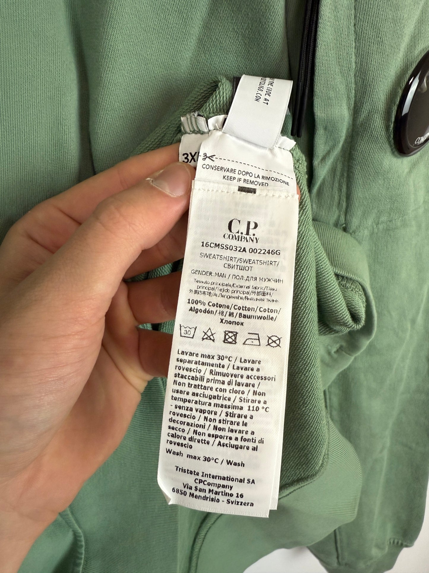 Felpa verde C.P. Company (nuova con cartellino) - Taglia 3XL